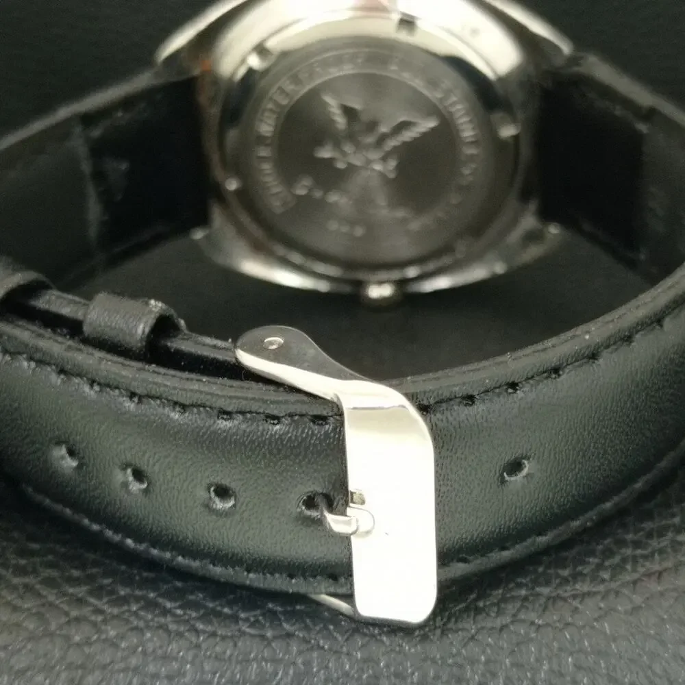 Vintage 1983 Citizen Manual Wound Mens Silver Watch W/Date & Black accents